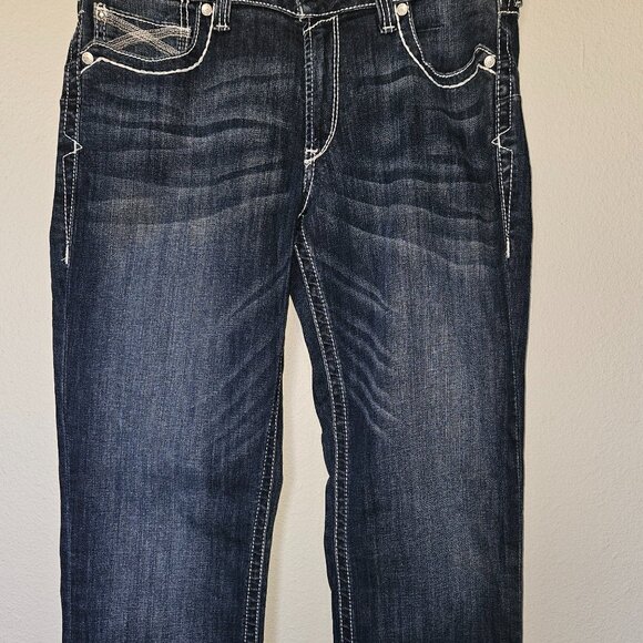 NWT- Ariat Women's REAL Ivy Dresden Dark Wash Mid Rise Straight Leg Jeans Sz 32L - Picture 2 of 7